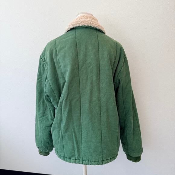 BDG Shearling-Collared Quilted Green Warm Bomber Jacket Coat Men’s Size S - Picture 6 of 14